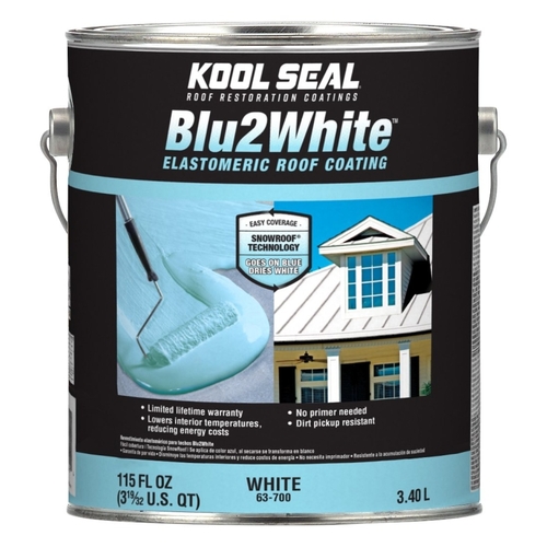 KOOL SEAL KS0063700-16 Blu2White Series Elastomeric Roof Coating, White ...