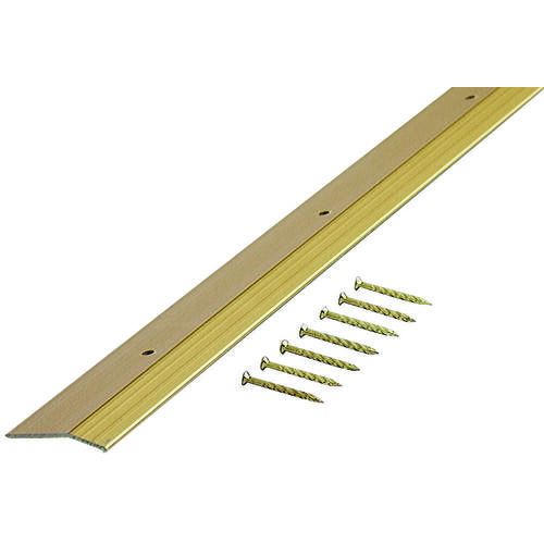 Carpet Trim, 72 in L, 1.38 in W, Smooth Surface, Aluminum, Satin Brass