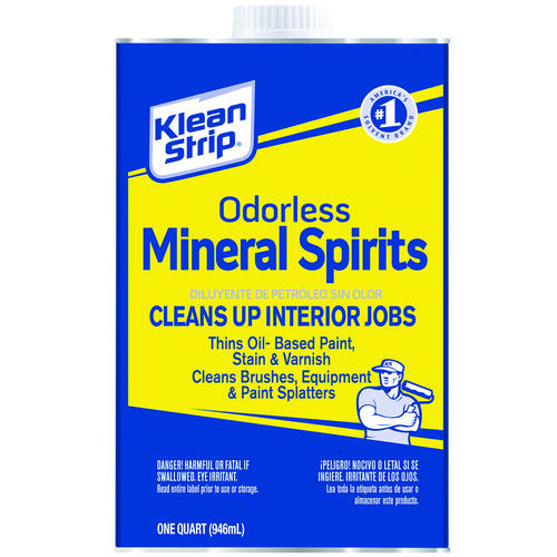 Klean Strip QKSP94005CA Mineral Spirit Thinner, Liquid, Aromatic Hydrocarbon, Clear, 1 qt, Can