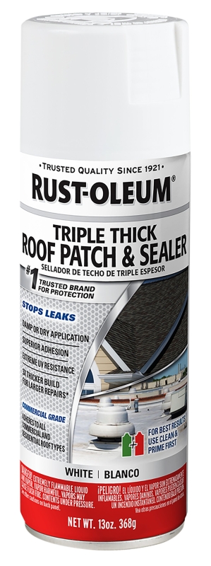 Rust-Oleum 345814 Roof Patch and Sealer, White, Liquid, 12 oz Aerosol Can