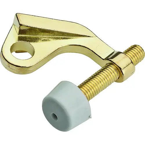 Hinge Pin Door Stop, 9/32 in Dia Base, Zinc, Polished Brass