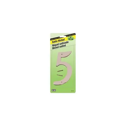 House Number, Character: 5, 4 in H Character, Nickel Character, Zinc - pack of 10