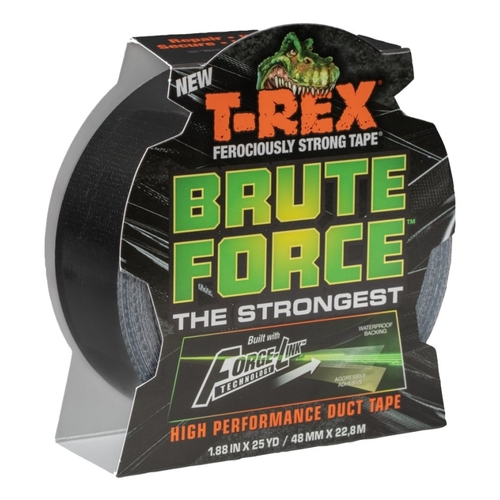 T-Rex 242703 Brute Force Duct Tape, 25 yd L, 1.88 in W, Black