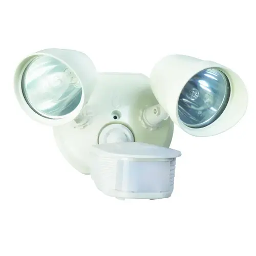 Flood Light, 120 V, 200 W, 2-Lamp, Halogen Lamp, Metal Fixture White