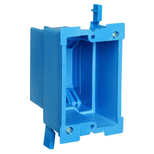 Outlet Box, 1 -Gang, PVC, Blue, Clamp Mounting