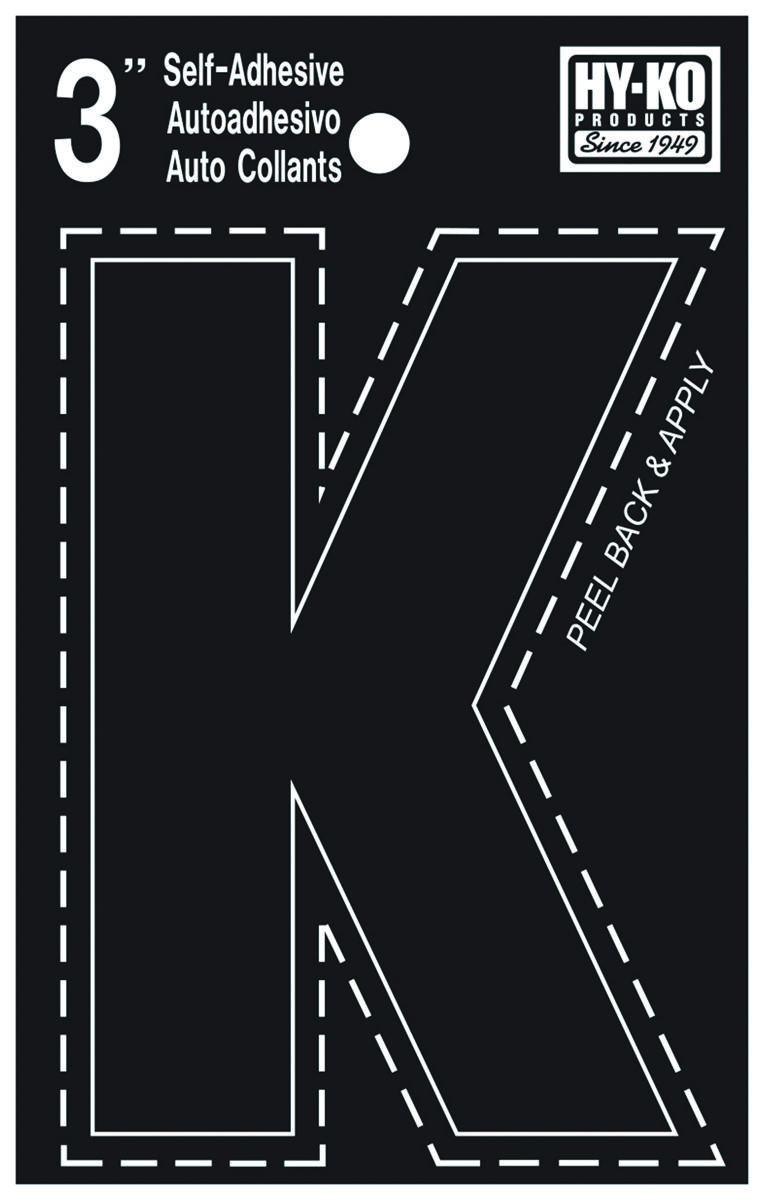 Hy-Ko 30421-XCP10 30400 Series Die-Cut Letter, Character: K