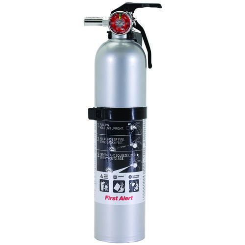 First Alert DHOME1 Rechargeable Fire Extinguisher, 2.4 lb Capacity, Monoammonium Phosphate, 1-A:10-B:C Class