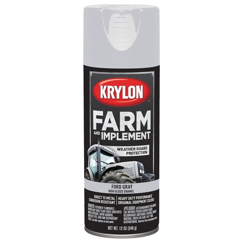 KRYLON K01942000 Farm and Implement Paint, High-Gloss, Ford Gray, 12 oz