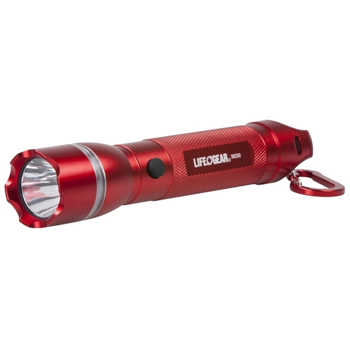 Flashlight, AAA Battery, LED Lamp, 500 Lumens Lumens, 2.5 mile Beam Distance, 1.25 hr Run Time Red