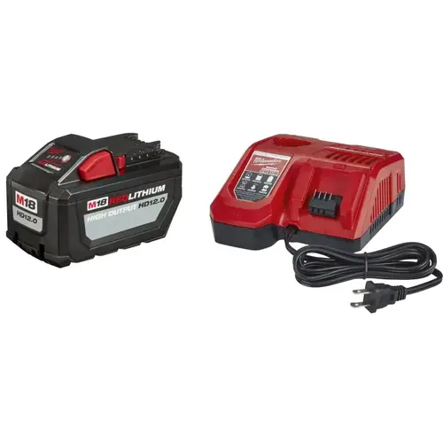 M18 REDLITHIUM Battery and Charger Starter Kit, 120 VAC Input, 18 V Output, 12 Ah, 2 hr Charge Pair