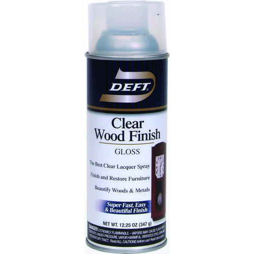 Deft DFT010S/54 Brushing Lacquer, Gloss, Liquid, Clear, 12 oz, Aerosol Can