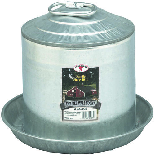 Little Giant 9832-XCP4 Poultry Fount, 2 gal Capacity, Galvanized Steel, Floor, Ground Mounting - pack of 4