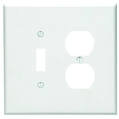 Leviton R62-88105-00W 88105 Combination Wallplate, 5-1/4 in L, 3-1/2 in W, Oversized, 2 -Gang, Plastic, White, Device Mounting