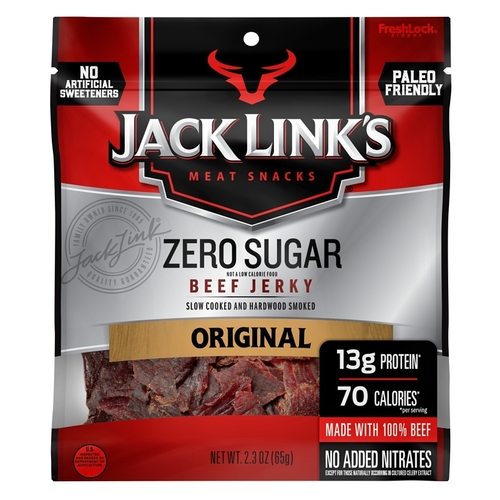 Beef Jerky Jack Link's Zero Sugar Original 2.3 oz Bagged - pack of 8
