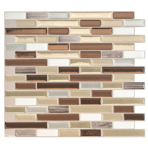 Smart Tiles SM1053-4-XCP6 Adhesive Wall Tile 9.1" W X 10.2" L Beige/White Mosaic Vinyl 4 pc Mosaic - pack of 6