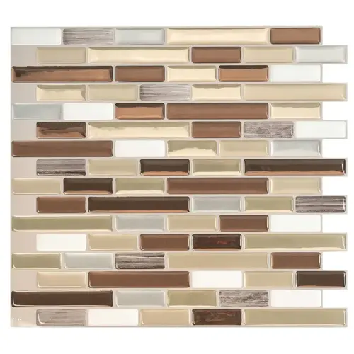 Mosaik Series Wall Tile, 9.1 in L Tile, 10.2 in W Tile, Straight Edge, Muretto Durango Pattern Beige/White - pack of 4