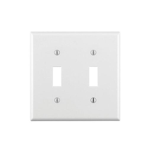 Non-Metallic Wallplate, 4-1/2 in L, 2-3/4 in W, 2 -Gang, Thermoset, White, Smooth - pack of 25