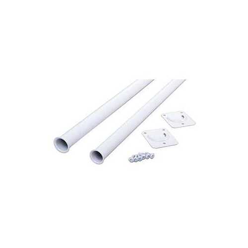 CD-0024-48/72WH Adjustable Closet Rod, 48 to 72 in L, Metal White