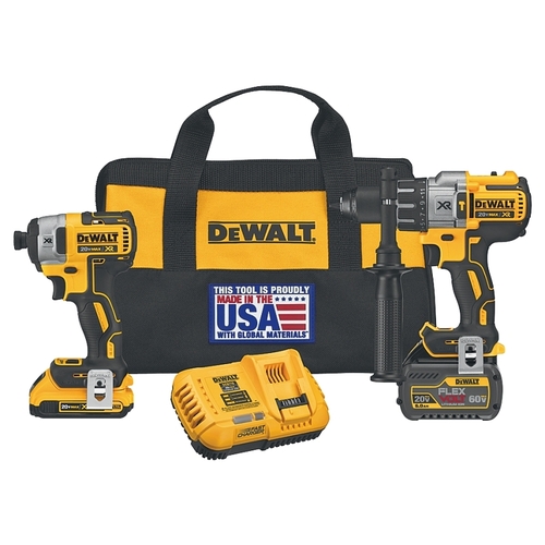 Combination Kit, Battery Included, 20 V, 2-Tool, Lithium-Ion Battery Yellow