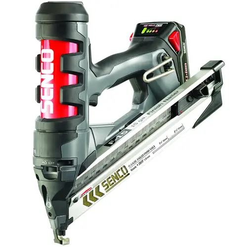 Senco 10L0001N Finish Nailer 15 Ga. Cordless 34 deg Pneumatic Kit (Battery & Charger) 18 V Black/Red
