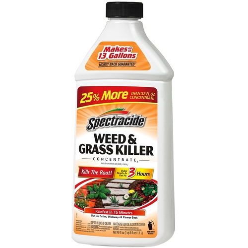 Weed and Grass Killer, Liquid, Amber, 40 fl-oz Bottle