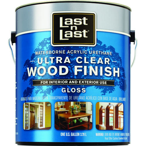 Last N Last 13001 Ultra Clear Wood Finish, Gloss, Liquid, Ultra Clear, 1 gal, Can