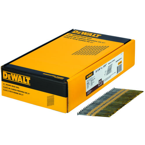 DEWALT DWRHS12D131 Framing Nail, 3-1/4 in L, 9 Gauge, Steel, Bright, Full Round Head, Smooth Shank - pack of 2000