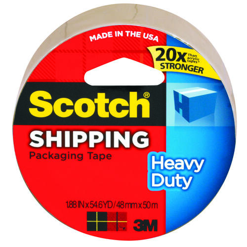 SCOTCH 3850T Packaging Tape, 54.6 yd L, 1.88 in W, Polypropylene Backing, Tan