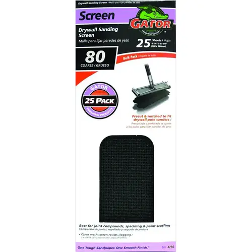 Sandscreen, 11 in L, 4-3/8 in W, 80 Grit, , Silicon Carbide Abrasive - pack of 25