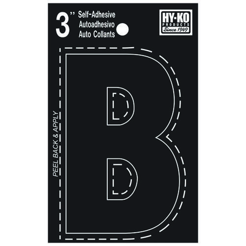 Hy-Ko 30412-XCP10 30400 Series Die-Cut Letter, Character: B, 3 in H Character, Black Character, Vinyl - pack of 10