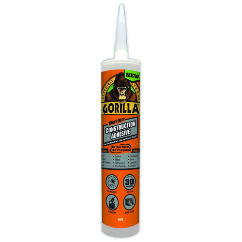 Gorilla 8010003 Construction Adhesive, White, 9 oz Cartridge