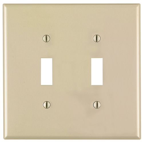 00PJ2-00T Switch Wallplate, 4-7/8 in L, 3-1/8 in W, 2 -Gang, Nylon, Light Almond