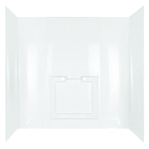 Bathtub Wall Set, 42 in L, 30 in W, 60 in H, Polystyrene, Adhesive Installation, White