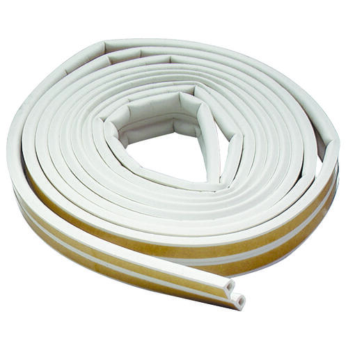 Weatherstrip Tape, 3/8 in W, 17 ft L, EPDM Rubber, White