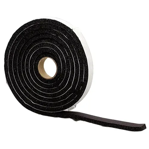 Premium Weatherstrip Tape, 3/4 in W, 10 ft L, Rubber, Black