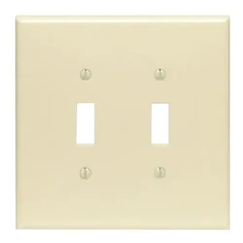 86109 Wallplate, 5-1/4 in L, 5.31 in W, 2 -Gang, Plastic, Ivory