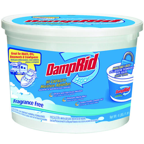 DampRid FG50T-XCP2 Moisture Absorber, 4 lb Tub, Solid, Odorless - pack of 2