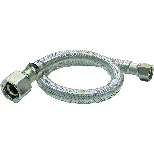 EZ Series Sink Supply Tube, 3/8 in Inlet, Compression Inlet, Delta Outlet, Stainless Steel Tubing