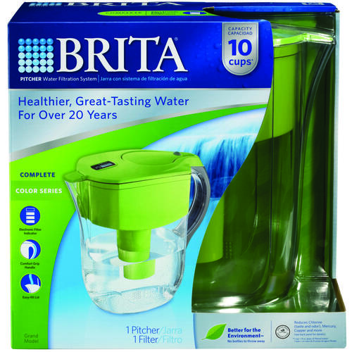 BRITA 10060258357155 Grand Series 35378 Water Filter Pitcher, 80 oz Capacity, Green
