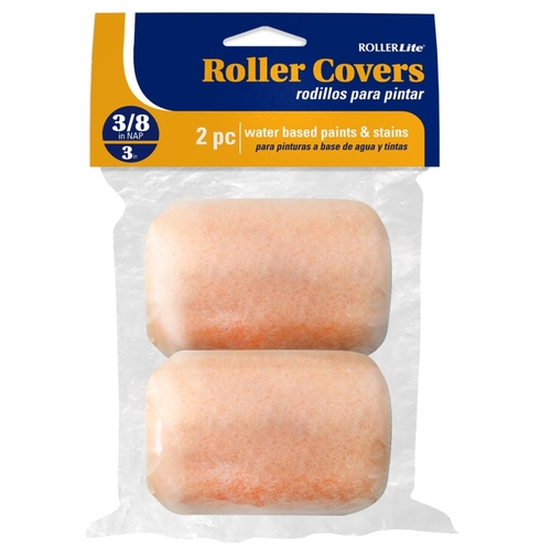 RollerLite 3AP038D All-Purpose Roller Cover, 3/8 in Thick Nap, 3 in L, Polyester Cover - pack of 2
