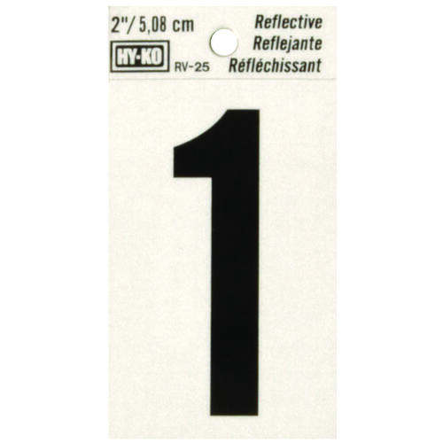 Reflective Sign, Character: 1, 2 in H Character, Black Character, Silver Background, Vinyl - pack of 10