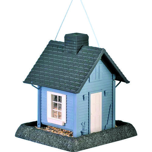 North States 9085W 9085 Wild Bird Feeder, Cozy Cottage, 5 lb, Plastic, Blue/Gray, 11-1/2 in H, Pole Mounting