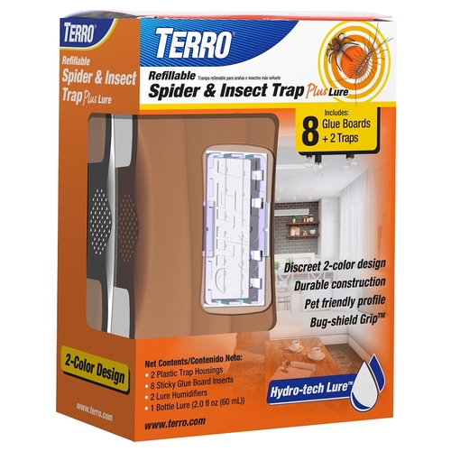 Refillable Spider and Insect Trap Plus Lure, Solid, Mild, 5-1/2 in L Trap, 3 in W Trap, 2 fl-oz Pack