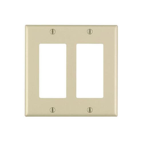 80409-I Wallplate, 4-1/2 in L, 4.56 in W, 2 -Gang, Thermoset Plastic, Ivory, Smooth