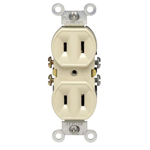 Duplex Receptacle, 2 -Pole, 15 A, 125 V, Side Wiring, NEMA: 5-15R, Ivory