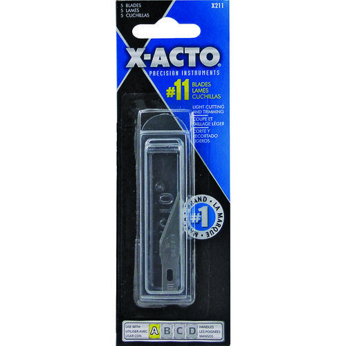 X-Acto X211 Knife Blade, #11, 1.88 in L, Carbon Steel, Hobby Edge - pack of 5