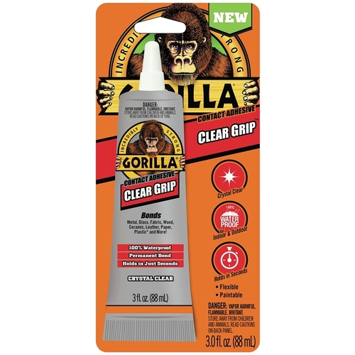 Gorilla 8040002 Clear Grip Contact Adhesive, Clear, 3 oz