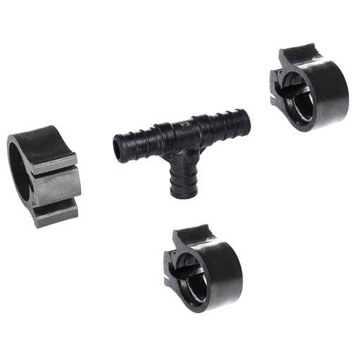 Flair-It 30820 PEXLOCK Pipe Tee with Clamp, 1/2 in, Black, 100 psi Pressure