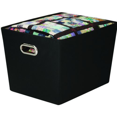 Honey-Can-Do SFT-03073-XCP8 Storage Bin with Handle, Polyester, Black, 18-1/2 in L, 17.4 in W, 12.6 in H - pack of 8