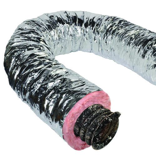 Master Flow F6IFD6X300 Insulated Flexible Duct, 6 in, 25 ft L, Fiberglass, Silver